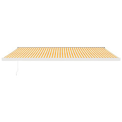 Avis Maison Chic Store banne | Auvent rétractable de porte | Marquise Brise-soleil jaune et blanc 5x3 m tissu et aluminium -GKD36649