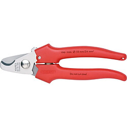 KNIPEX Coupe-câbles, tête polie, poignées à gaine en plastique., Long. : 165 mm, Ø de la capacité de coupe 10 mm, Section du conducteur 24 mm²