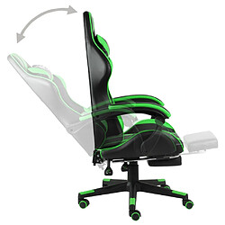 Avis vidaXL Fauteuil de jeux vidéo avec repose-pied Noir et vert Similicuir