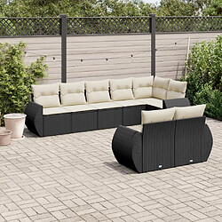 Maison Chic Ensemble Tables et chaises d'extérieur 8 pcs avec coussins,Salon de jardin noir résine tressée -GKD325400