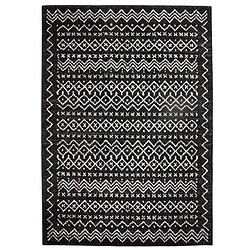 Thedecofactory VENISE - Tapis toucher laineux imprimé motifs ethniques noir 133x190