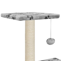 Acheter Helloshop26 Arbre à chat griffoir grattoir niche jouet animaux peluché en sisal 65 cm gris motif de pattes 3702104