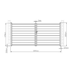 Vente-Unique Portail électrique battant aluminium ajouré L397 x H183 cm anthracite - PRIMO pas cher