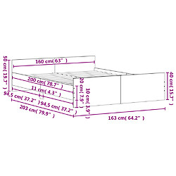 Vidaxl Cadre de lit avec tête de lit et pied de lit blanc 160x200 cm pas cher