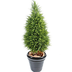 Pegane Plante artificielle haute gamme Spécial extérieur / Cyprès coloris vert - Dim : 135 x 60 cm