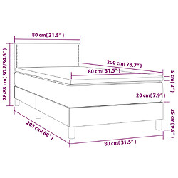 vidaXL Sommier à lattes de lit avec matelas et LED Gris foncé 80x200cm pas cher