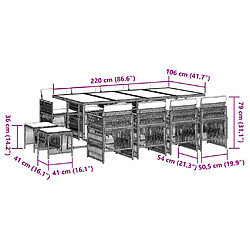 Avis vidaXL Ensemble à manger de jardin et coussins 13 pcs gris clair rotin