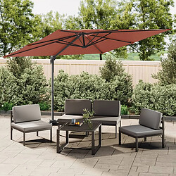 vidaXL Parasol cantilever à double toit Terre cuite 300x300 cm