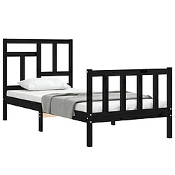 Acheter Maison Chic Cadre/structure de lit avec tête de lit pour adulte - Lit Moderne Chambre noir petit simple bois massif -MN32410