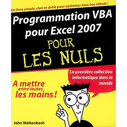 Programmation VBA pour Excel 2007 pour les nuls