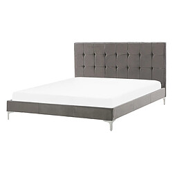 Beliani Lit double en velours gris 140 x 200 cm AMBERT