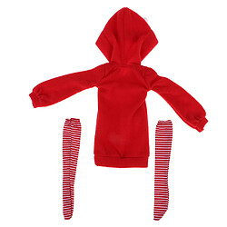 Avis 1/3 Sweat à capuche long et mignon pour poupées BJD Casual Clothes Red