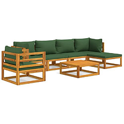 Maison Chic Salon de jardin 7 pcs + coussins - Mobilier/Meubles de jardin - Table et chaises d'extérieur vert bois massif -MN10520