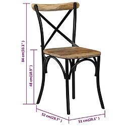 vidaXL Chaises à dossier croisé lot de 6 noir bois de manguier massif pas cher