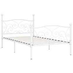 Maison Chic Lit adulte - Lit simple Cadre de lit,Structure du lit Contemporain et sommier à lattes Blanc Métal 100 x 200 cm -MN10805