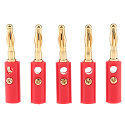 5pcs 4mm plaqué or haut-parleur fil test de connecteur banane audio connecteur rouge