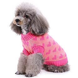 chandail de chien mignon automne hiver avec un beau motif de coeur rose tricot pas cher