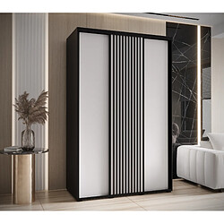 Abiks Meble Armoire LANKO 1 À Portes Coulissantes 235,2/150/60 3 Portes (Noir/Blanc)