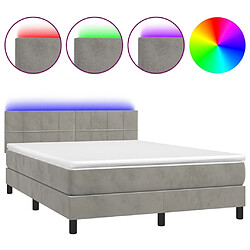 Sommier à lattes LED,Cadre à lattes de lit avec matelas pour Adulte Gris clair 140x190 cm -MN45120