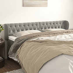 Maison Chic Tête de lit scandinave avec oreilles,meuble de chambre Gris clair 203x23x78/88 cm Velours -MN58403