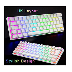 Chrono Clavier, 60% True Mechanical Gaming Keyboard Type C Filaire 61 Touches LED Rétroéclairé USB Clavier Étanche 14 Chroma RGB Backlight Full Anti-ghosting Keys (Blanc)