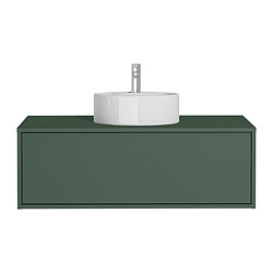 Avis Vente-Unique Meuble de salle de bain suspendu vert mat avec simple vasque ronde - 94 cm - TEANA II