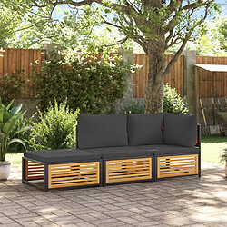 vidaXL Salon de jardin avec coussins 3 pcs bois massif d'acacia