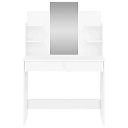 Avis vidaXL Coiffeuse avec miroir blanc brillant 96x39x142 cm