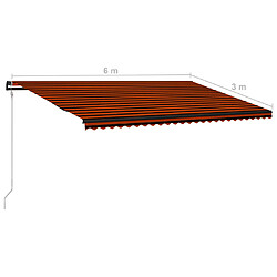 vidaXL Auvent rétractable automatique 600x300 cm Orange et marron pas cher