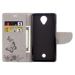 Acheter Wewoo Coque gris Wiko U Feel Butterflies Gaufrage étui en cuir flip horizontal avec support & Slots de cartes Portefeuille & Longe