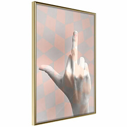 Paris Prix Affiche Murale Encadrée Middle Finger 20 x 30 cm Or