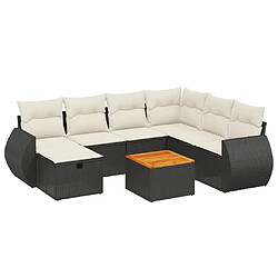 vidaXL Salon de jardin 8 pcs avec coussins noir résine tressée