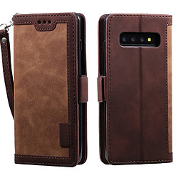 Etui en PU style d'épissage vintage avec support marron pour votre Samsung Galaxy S10