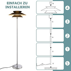 Autres Temps ZMH Lampadaire LED noir/blanc Lampadaire E27 1 flamme avec interrupteur à pied Métal pas cher