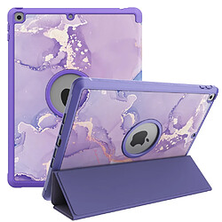 Etui en PU trois volets avec support motif marbré/violet pour votre Apple iPad 10.2 (2020)(2019)