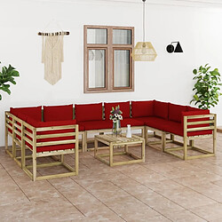 Maison Chic Salon de jardin 10 pcs + coussins - Mobilier/Meubles de jardin - Table et chaises d'extérieur bois de pin imprégné -MN59671