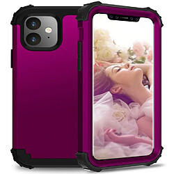 Wewoo Coque Rigide Pour iPhone 11 PC + Silicone Protection anti-chute de téléphone portable en trois parties Bback Cover Violet foncé