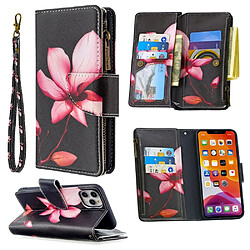 Etui en PU fermeture à glissière d'impression de modèle fleur pour votre Apple iPhone 11 Pro Max 6.5 pouces