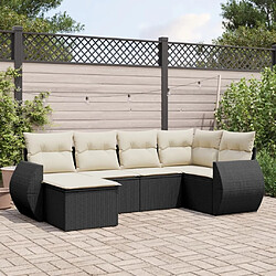 Maison Chic Salon de jardin 6 pcs avec coussins | Ensemble de Table et chaises | Mobilier d'Extérieur noir résine tressée -GKD17840