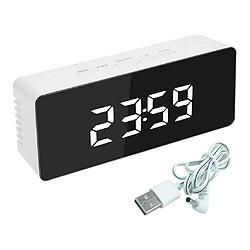 Miroir LED Réveil Numérique Chevet Snooze Minuterie De Sommeil 12/24 Heures Blanc