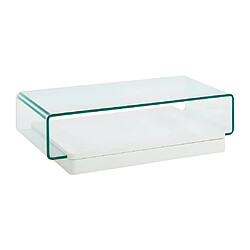 Avis Vente-Unique Table basse GLOSSIE - Verre courbé & MDF laqué blanc