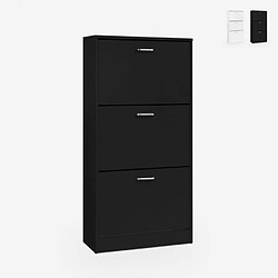 Ahd Amazing Home Design Armoire à chaussures vertical 63x24x115cm avec 3 portes 18 paires Batu, Couleur: Noir