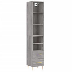 vidaXL Buffet haut Sonoma gris 34,5x34x180 cm Bois d'ingénierie