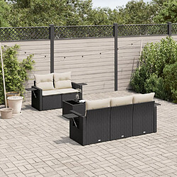 Maison Chic Ensemble Tables et chaises d'extérieur 6pcs avec coussins,Salon de jardin noir résine tressée -GKD135812