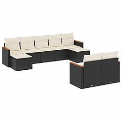 Maison Chic Salon de jardin 9 pcs avec coussins | Ensemble de Table et chaises | Mobilier d'Extérieur noir résine tressée -GKD40610