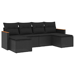 Maison Chic Salon de jardin 6 pcs avec coussins | Ensemble de Table et chaises | Mobilier d'Extérieur noir résine tressée -GKD38684