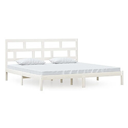 Maison Chic Lit adulte - Lit simple Cadre de lit,Structure du lit Contemporain Blanc Bois de pin massif 200x200 cm -MN12506