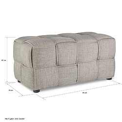 Decoshop26 Banc tabouret repose-pieds 2 places cube siège en tissu tressé gris rembourré BAN06005 pas cher