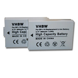 vhbw 2x batterie compatible avec Canon Legria HF R205, HF R206, HF R26 appareil numérique camescope (800mAh, 3,7V, Li-Ion) avec puce d'information