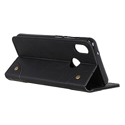 Wewoo Etui à rabat horizontal en cuir avec boucle de cuivre et texture pour HTC U12 Life, avec support et emplacements de cartes et porte-monnaie (Noir) pas cher